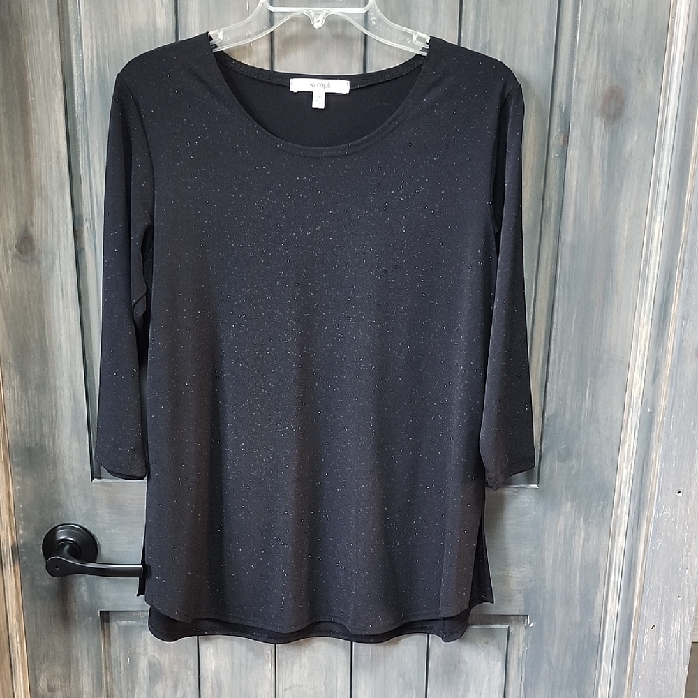 Sympli Black Relaxed 3/4 Sleeve Blouse